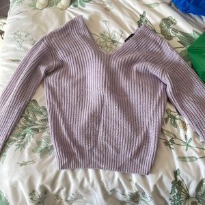 Lavender Purple knitted knot back sweater
